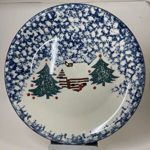 Folk Craft Tienshan Cabin in the Snow 10" Dinner Plate Christmas Tree Sponge